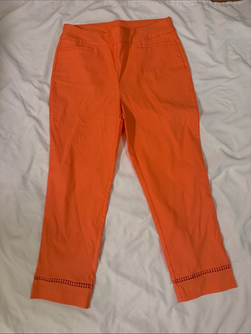 Chico's Coral-Orange Straight Leg Crop Pants